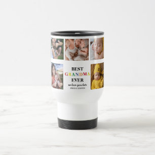 Best Grandma Ever Cute Photo Collage Travel Mug