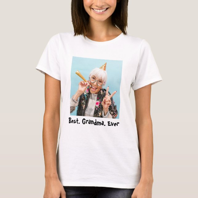 Best Grandma Ever Family Photo Custom  T-Shirt (Front)