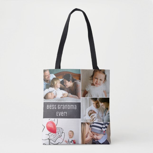Best grandma ever family photo memories tote bag (Front)