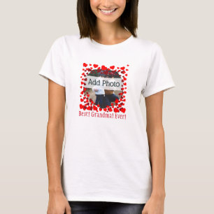 Best Grandma Ever! Family Photo red hearts T-Shirt