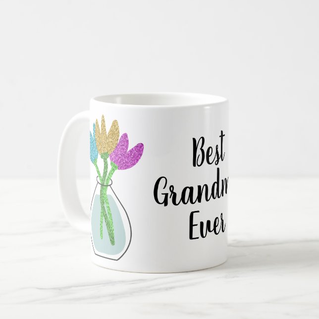 Best Grandma Ever Floral  Coffee Mug (Front Left)
