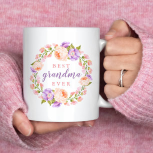 Best Grandma Ever Floral Mother's Day Gift Coffee Mug