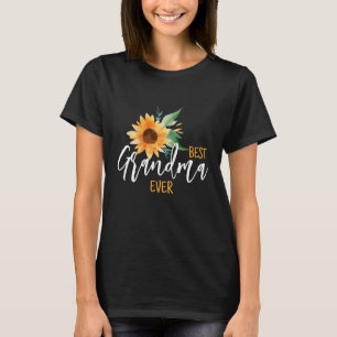 Best Grandma Ever Floral Sunflower Personalised T-Shirt