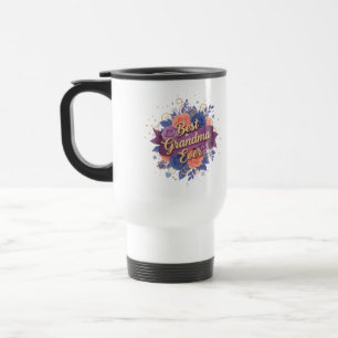 Best Grandma Ever Floral Travel Mug