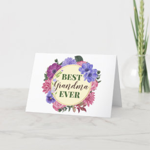 Best Grandma Ever floral wreath Mother's Day card