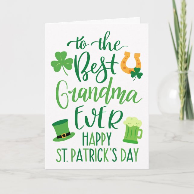 Best Grandma Ever for St Patrick's Day  Card (Front)