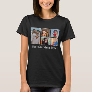 Best Grandma Ever Four 4 Photo Custom  T-Shirt