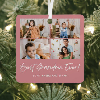 Best Grandma Ever Four Photo Metal Tree Decoration