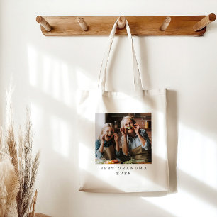Best Grandma Ever Full Photo Personalised Tote Bag