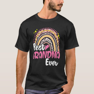 Best Grandma Ever Funny Pink Leopard Rainbow Mothe T-Shirt
