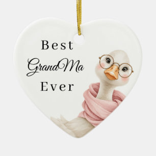 Best Grandma Ever Goose Photo Heart Ceramic Tree Decoration