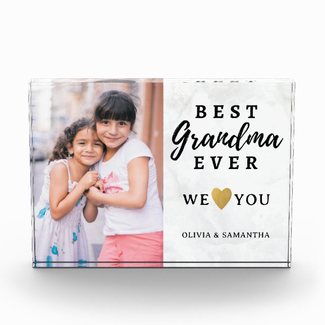 Best Grandma Ever Grandkids Love You Marble   Photo Block (Front)
