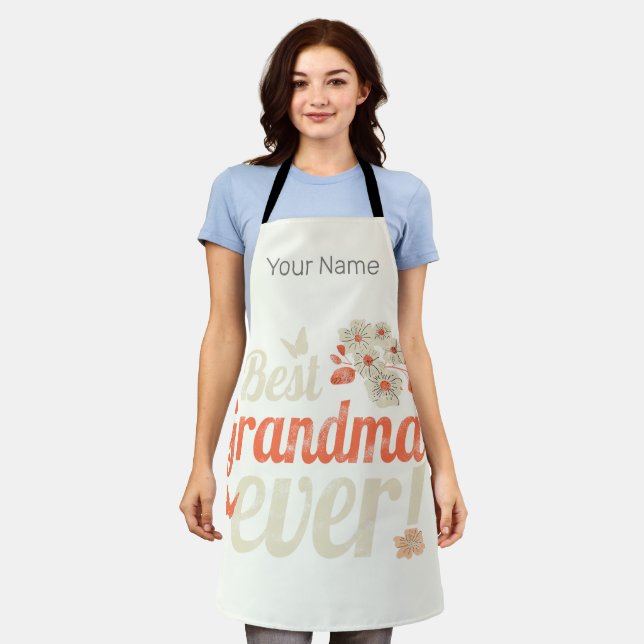 Best Grandma Ever Grandma Vintage Grandmother Apron (Worn)