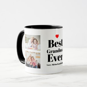 Best Grandma Ever Heart 4 Photo Collage Mug