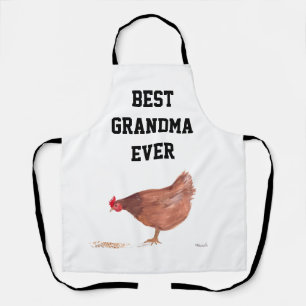 Best Grandma Ever hen chicken watercolor Apron
