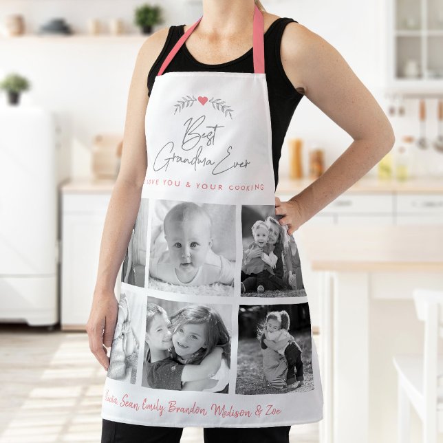 Best Grandma Ever Kitchen Chef 6 Photo Collage Apron (Creator Uploaded)