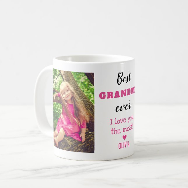 Best Grandma Ever Love You Most Grandkid 2 Photo  Coffee Mug (Front Left)