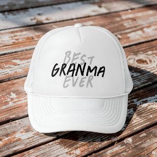 Best Grandma Ever Modern Black and Grey Grunge Trucker Hat