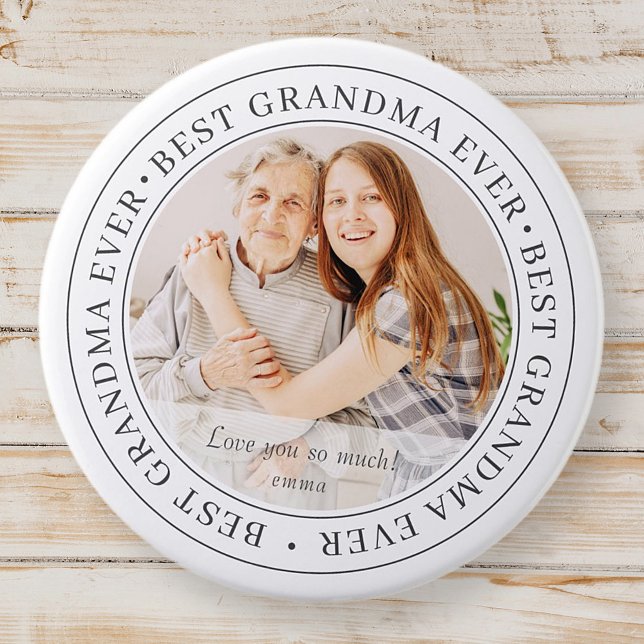 Best Grandma Ever Modern Classic Photo 7.5 Cm Round Badge (Creator Uploaded)