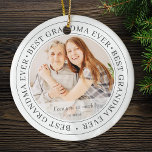 Best Grandma Ever Modern Classic Photo Ceramic Tree Decoration<br><div class="desc">This simple and classic design is composed of serif typography and add a custom photo. "Best Grandma Ever" circles the photo of your grandma,  gramma,  grandmother,  granny,  mee-maw,  lola etc</div>