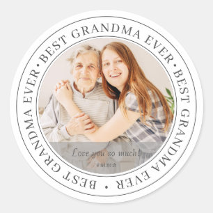 Best Grandma Ever Modern Classic Photo Classic Round Sticker