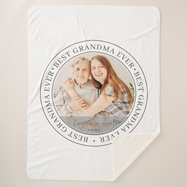 Best Grandma Ever Modern Classic Photo Sherpa Blanket (Front)