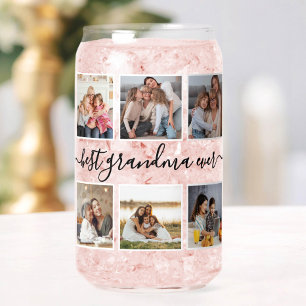 Best Grandma Ever Modern Custom Photo Collage Can Glass