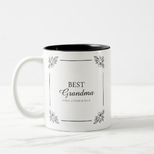 Best Grandma Ever   Modern Dainty Floral Keepsake Two-Tone Coffee Mug