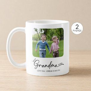 Best Grandma Ever Modern Script 1 or 2 Photos Coffee Mug