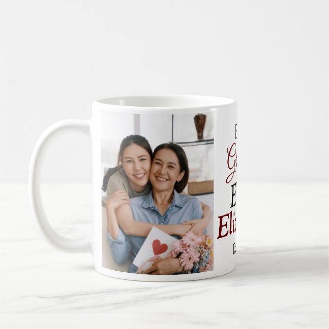 Best Grandma Ever  Modern Script 2 Photo Coffee Mug (Left)