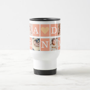 Best grandma Ever Modern Script 4 Photo Collage  Travel Mug