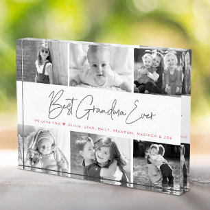 Best Grandma Ever Modern Script Custom Collage 6 Photo Block