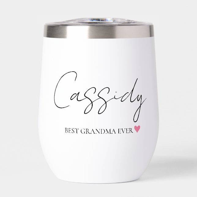 Best Grandma Ever Monogram | Thermal Wine Tumbler (Front)