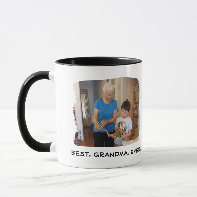 Best Grandma Ever Nana Grandparent Custom Photo Mug (Left)