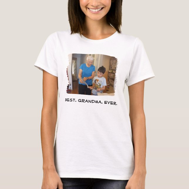 Best Grandma Ever Nana Grandparent Custom Photo T-Shirt (Front)
