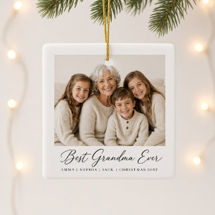 Best Grandma Ever Personalised Grandchildren Photo Ceramic Ornament