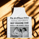 Best Grandma Ever Personalised Newspaper Headline  Apron<br><div class="desc">Surprise Grandma with a custom apron that makes her the star of her very own newspaper! This thoughtful and fun design features a bold headline: “The Grandhood Times – Best Grandma Ever – Voted #1 by His Favourite People” along with her name and a favourite family photo. Perfect for grandmas...</div>