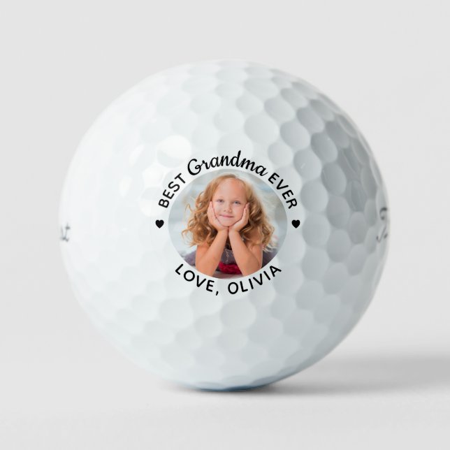 Best Grandma Ever Personalised Photo Titleist Golf Balls (Front)