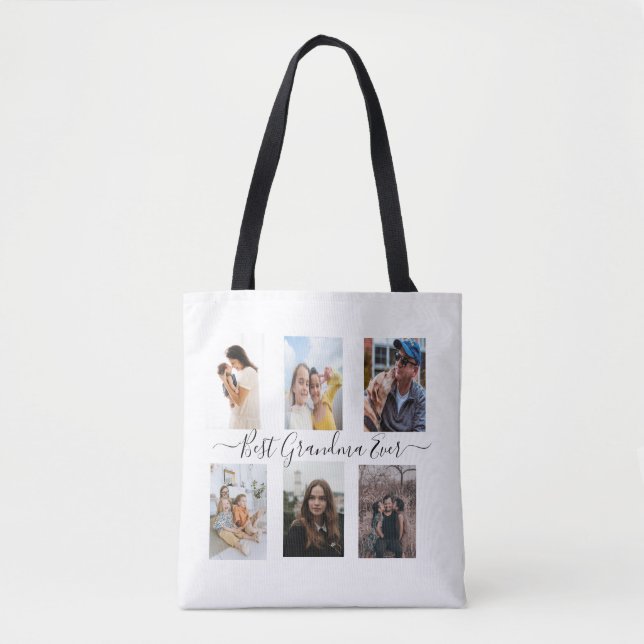 Best Grandma Ever Personalised Photo Tote Bag (Front)