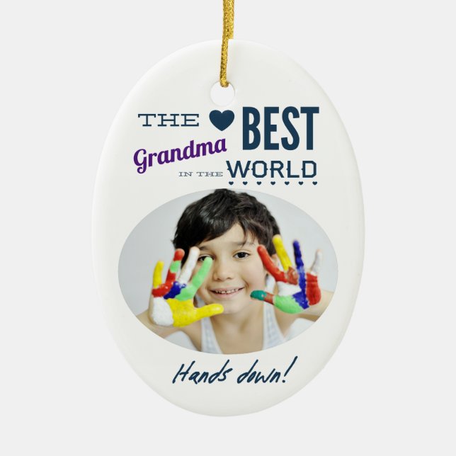 Best Grandma Ever Photo Ceramic Tree Decoration (Front)