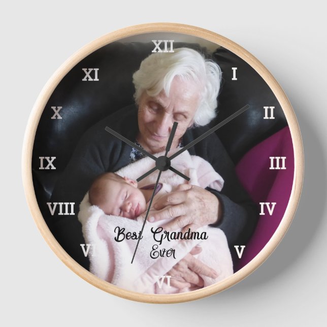Best Grandma Ever Photo Collage Create Your Own  Clock (Front)