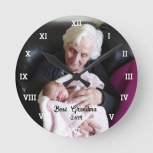 Best Grandma Ever Photo Collage Create Your Own Round Clock