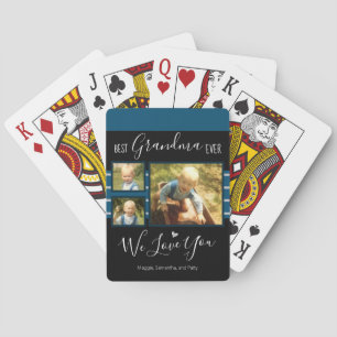 Best Grandma Ever Photo Collage Custom Name Playing Cards
