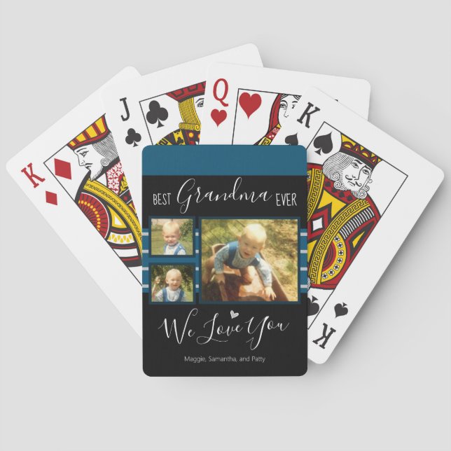 Best Grandma Ever Photo Collage Custom Name Playing Cards (Back)