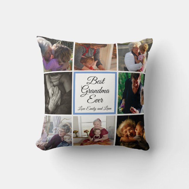 Best grandma ever photo collage custom text  cushion (Front)