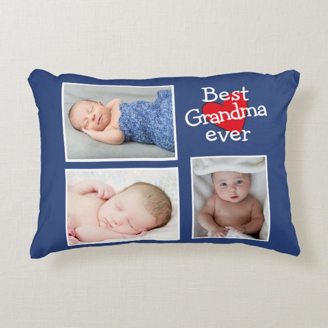 Best Grandma Ever Photo Collage Decorative Cushion (Front)