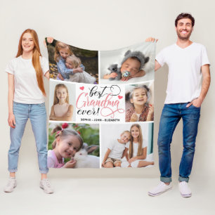 Best Grandma Ever Photo Collage Fleece Blanket