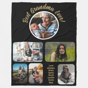 Best Grandma Ever Photo Collage Fleece Blanket
