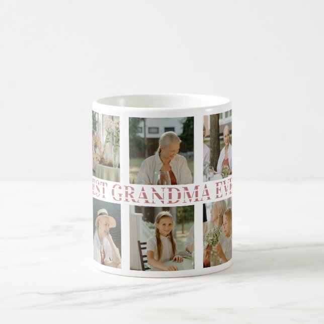 Best Grandma Ever Photo Collage – Gift with Hearts Coffee Mug (Center)