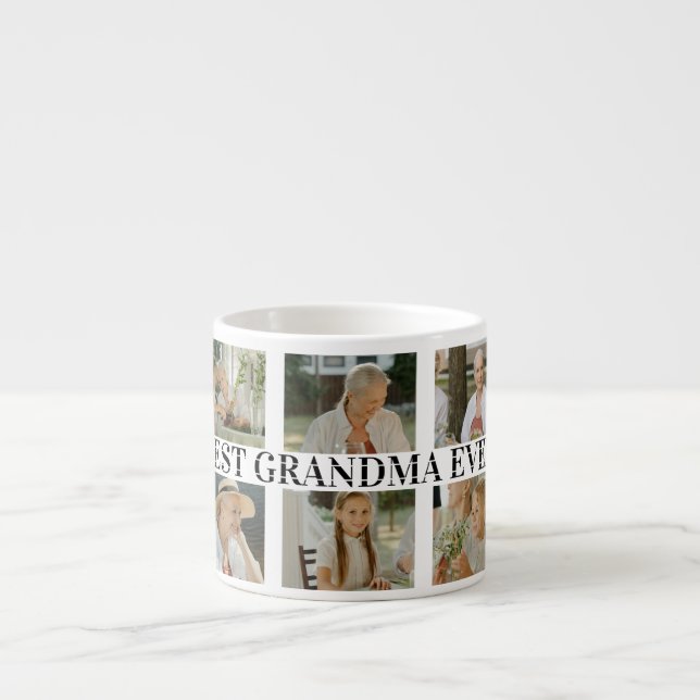 Best Grandma Ever Photo Collage – Gift with Hearts Espresso Cup (Front)